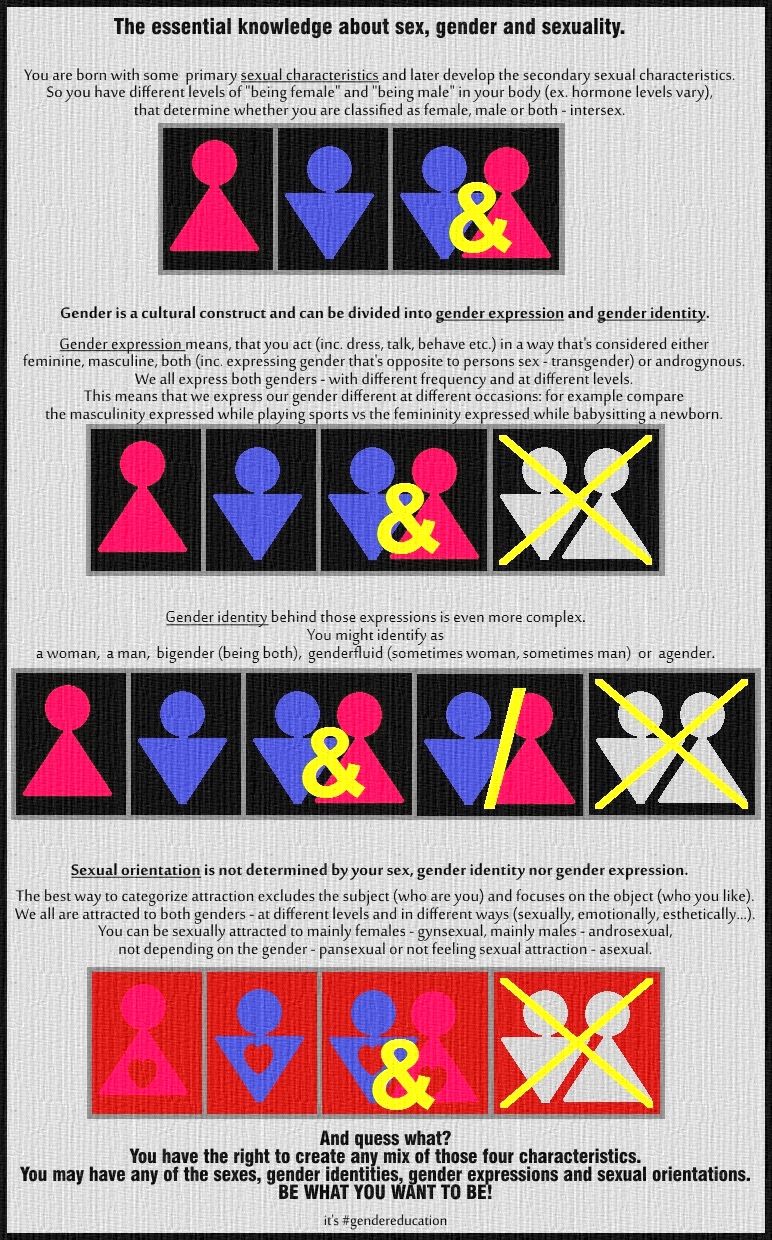 A poster distinguishing sex, gender, and sexuality